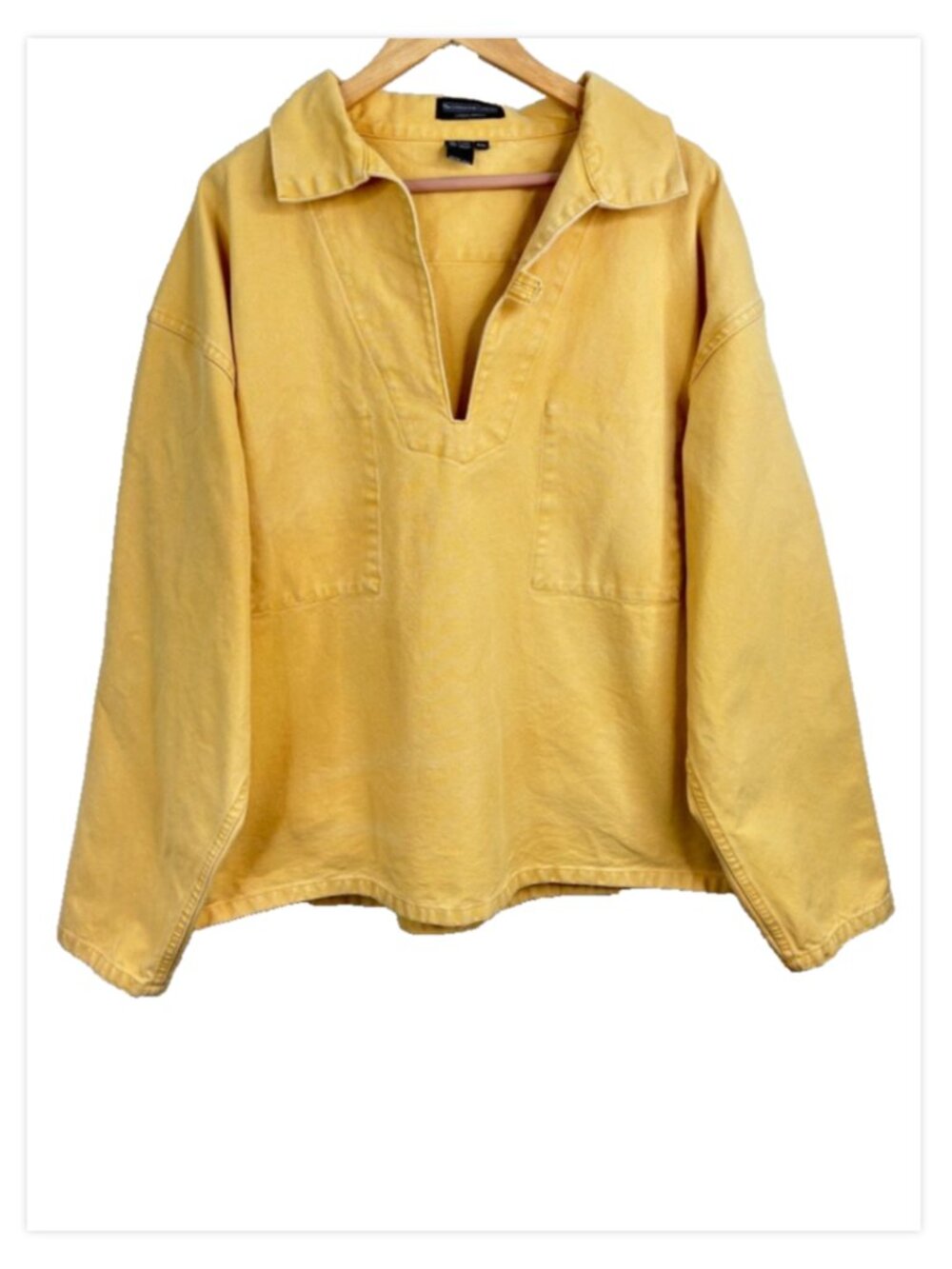 VTG J Peterman Yellow Kinsale Sark Smock Pullover Jacket XXL Chore Fisherman